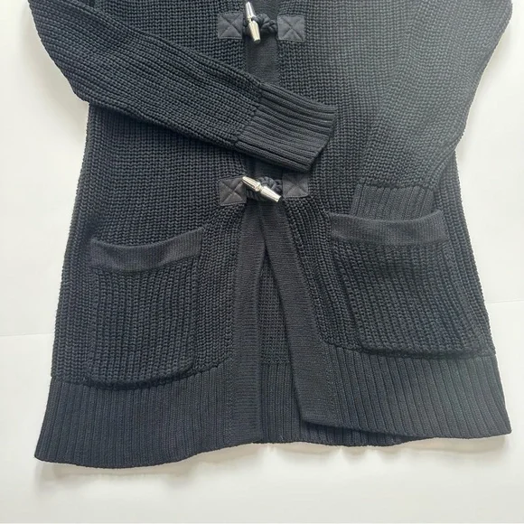 Ralph Lauren Black 100% Cotton Knit Shawl Collar Toggle Cardigan Women’s Sz Med - Picture 2 of 10